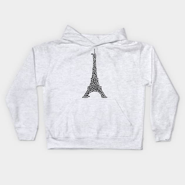 Eiffel Tower in Paris, France Maze & Labyrinth Kids Hoodie by gorff